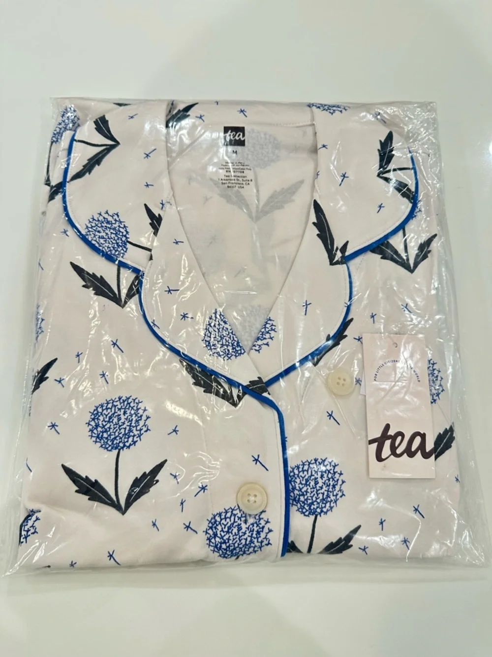 Tea Collection Women's Cotton Floral Short Pajama Set - Blue Flower - Picture 2 of 2